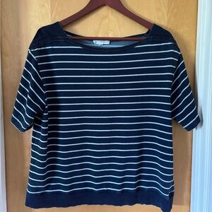 Jane and Delancey knit top blouse shirt navy white stripes